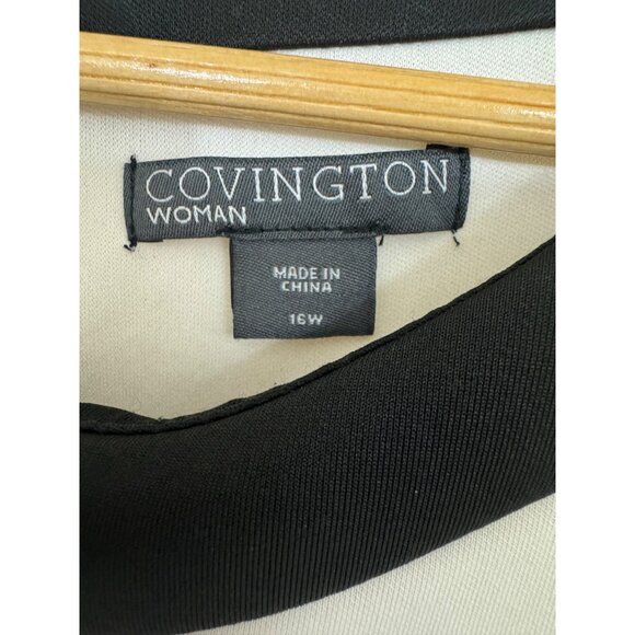 Worthington Black Colorblock Floral Print Scuba Midi Dress Size 16W 1X Plus‎ Sz - Picture 3 of 5